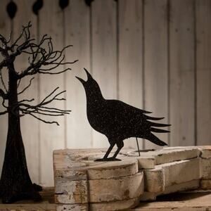 Bethany Lowe Halloween Black Squawking Crow Silhouette New Decor